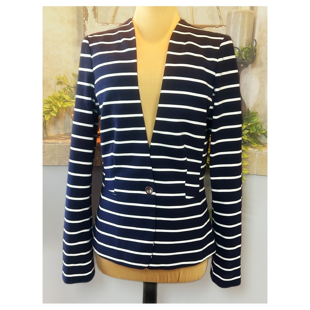 EUC Banana Republic (8Tall) Ponte Knit Striped Blazer